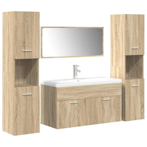 vidaXL 5 Piece Bathroom Furniture Set Sonoma Oak Engineered Wood