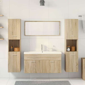 vidaXL 5 Piece Bathroom Furniture Set Sonoma Oak Engineered Wood