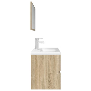 vidaXL 3 Piece Bathroom Furniture Set Sonoma Oak Engineered Wood