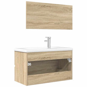 vidaXL 3 Piece Bathroom Furniture Set Sonoma Oak Engineered Wood