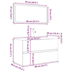 vidaXL 3 Piece Bathroom Furniture Set Sonoma Oak Engineered Wood