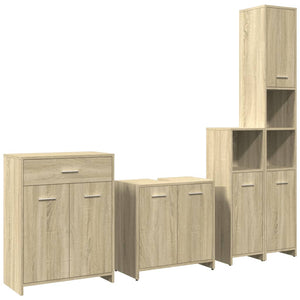 vidaXL 4 Piece Bathroom Furniture Set Sonoma Oak Engineered Wood