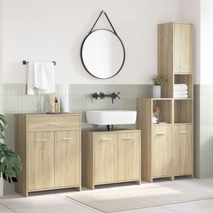 vidaXL 4 Piece Bathroom Furniture Set Sonoma Oak Engineered Wood