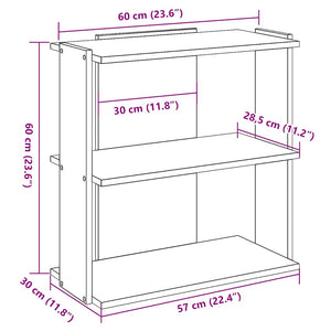 vidaXL Bookcase 3-Tier Black 60x30x60 cm Engineered Wood