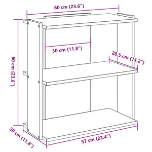 vidaXL Bookcase 3-Tier Concrete Grey 60x30x60 cm Engineered Wood