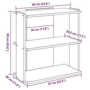 vidaXL Bookcase 3-Tier Smoked Oak 60x30x60 cm Engineered Wood