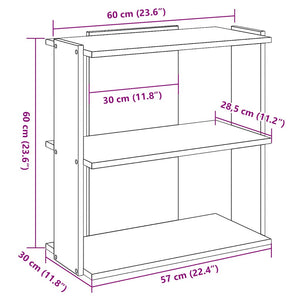 vidaXL Bookcase 3-Tier Grey Sonoma 60x30x60 cm Engineered Wood