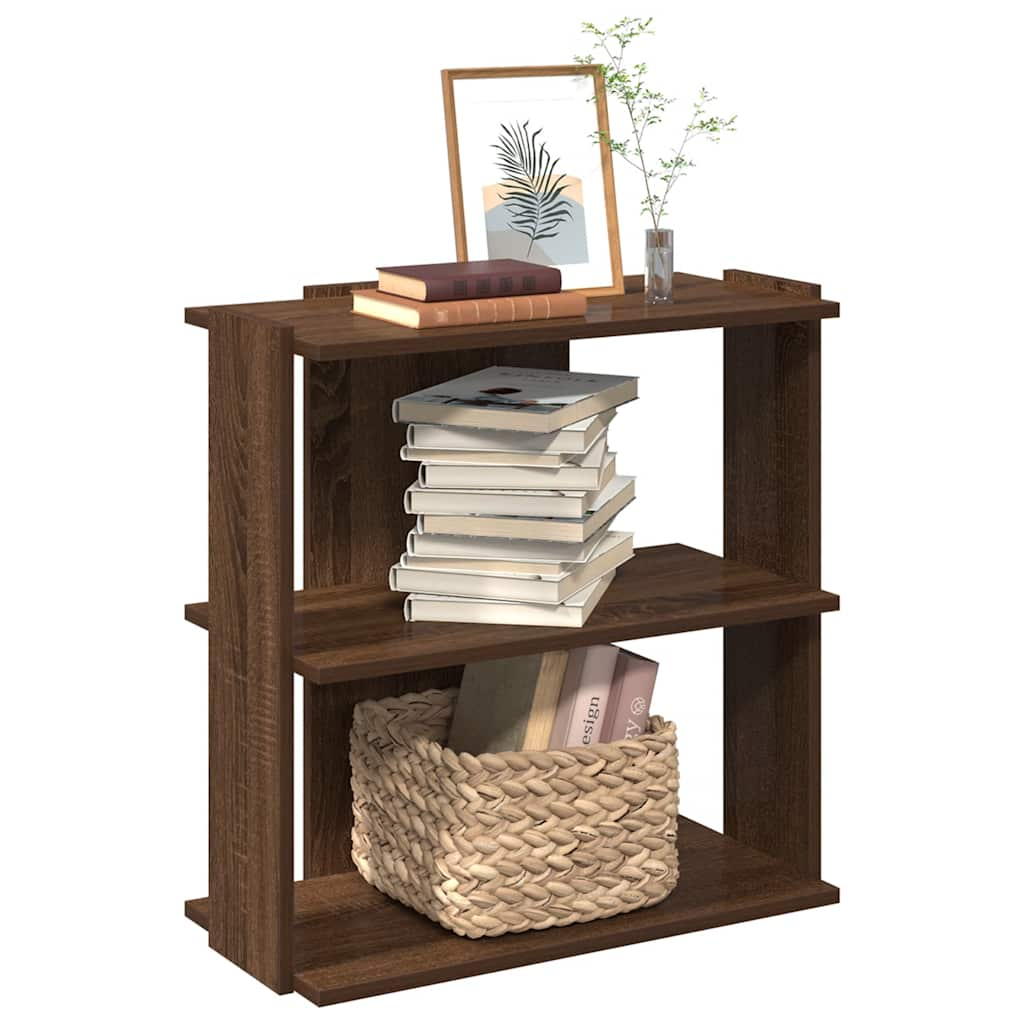 vidaXL Bookcase 3-Tier Brown Oak 60x30x60 cm Engineered Wood