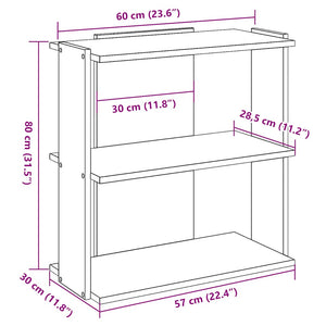 vidaXL Bookcase 3-Tier Black 60x30x80 cm Engineered Wood