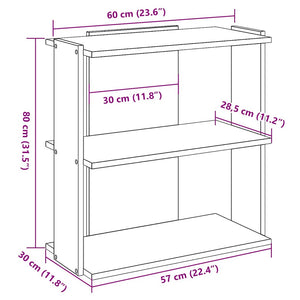 vidaXL Bookcase 3-Tier Smoked Oak 60x30x80 cm Engineered Wood