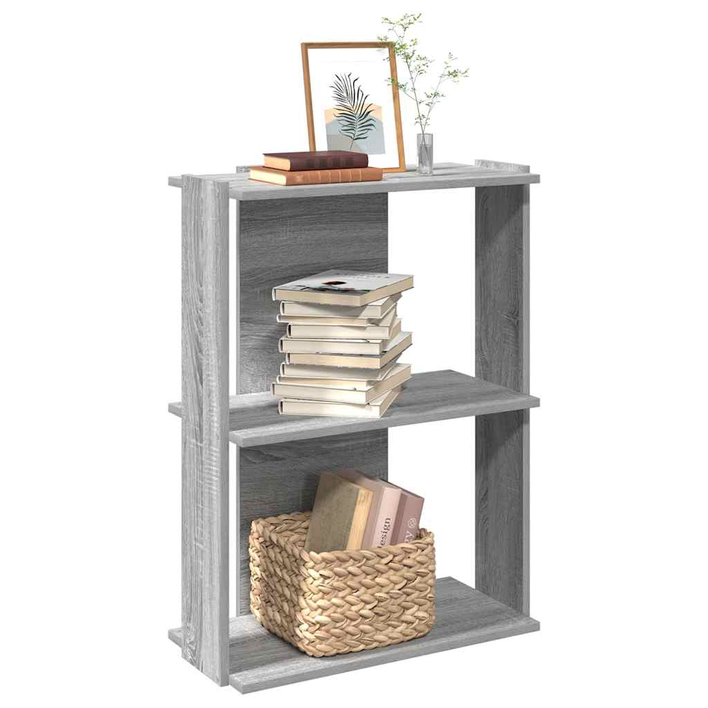 vidaXL Bookcase 3-Tier Grey Sonoma 60x30x80 cm Engineered Wood