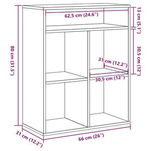 vidaXL Book Cabinet Sonoma Oak 66x31x80 cm Engineered Wood