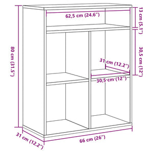 vidaXL Book Cabinet Grey Sonoma 66x31x80 cm Engineered Wood