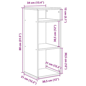 vidaXL Book Cabinet Brown Oak 34x31x80 cm Engineered Wood