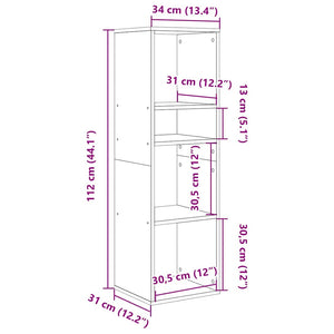 vidaXL Book Cabinet Black 34x31x112 cm Engineered Wood