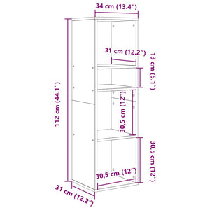 vidaXL Book Cabinet White 34x31x112 cm Engineered Wood