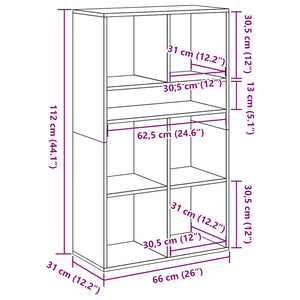 vidaXL Book Cabinet Black 66x31x112 cm Engineered Wood