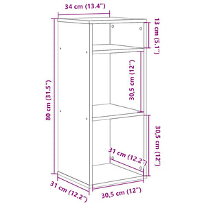 vidaXL Book Cabinet Grey Sonoma 34x31x80 cm Engineered Wood