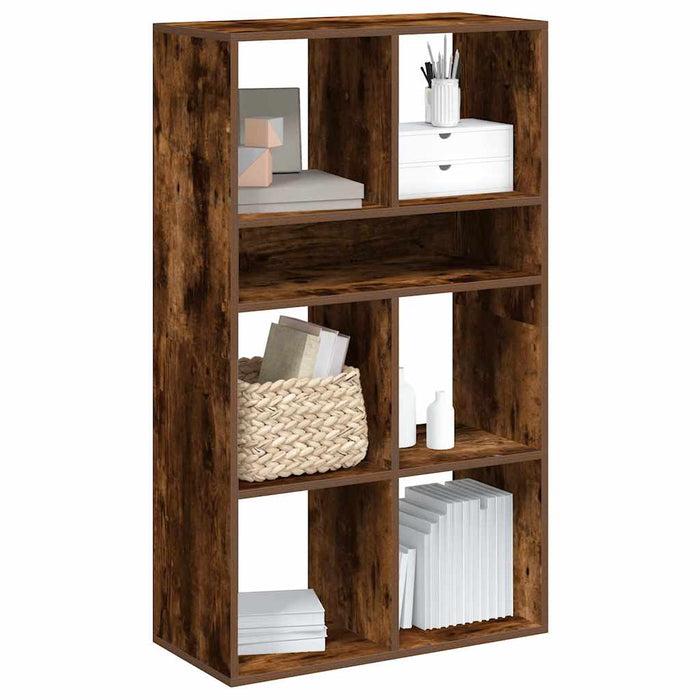 vidaXL Book Cabinet Smoked Oak 66x31x112 cm Engineered Wood