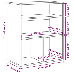 vidaXL Book Cabinet Concrete Grey 60x30x71.5 cm Engineered Wood