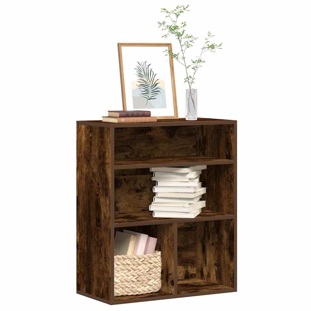 vidaXL Book Cabinet Smoked Oak 60x30x71.5 cm Engineered Wood