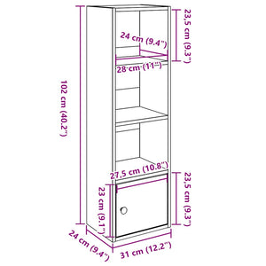 vidaXL Bookcase Brown Oak 31x24x102 cm Engineered Wood