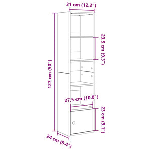 vidaXL Bookcase Black Oak 31x24x127 cm Engineered Wood