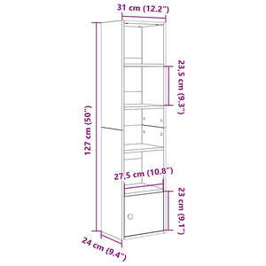 vidaXL Bookcase Brown Oak 31x24x127 cm Engineered Wood