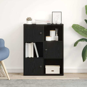 vidaXL Bookcase Black Oak 60x24x76.5 cm Engineered Wood