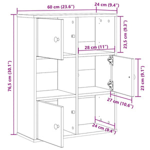 vidaXL Bookcase Black Oak 60x24x76.5 cm Engineered Wood