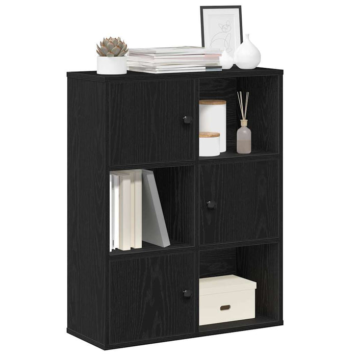 vidaXL Bookcase Black Oak 60x24x76.5 cm Engineered Wood