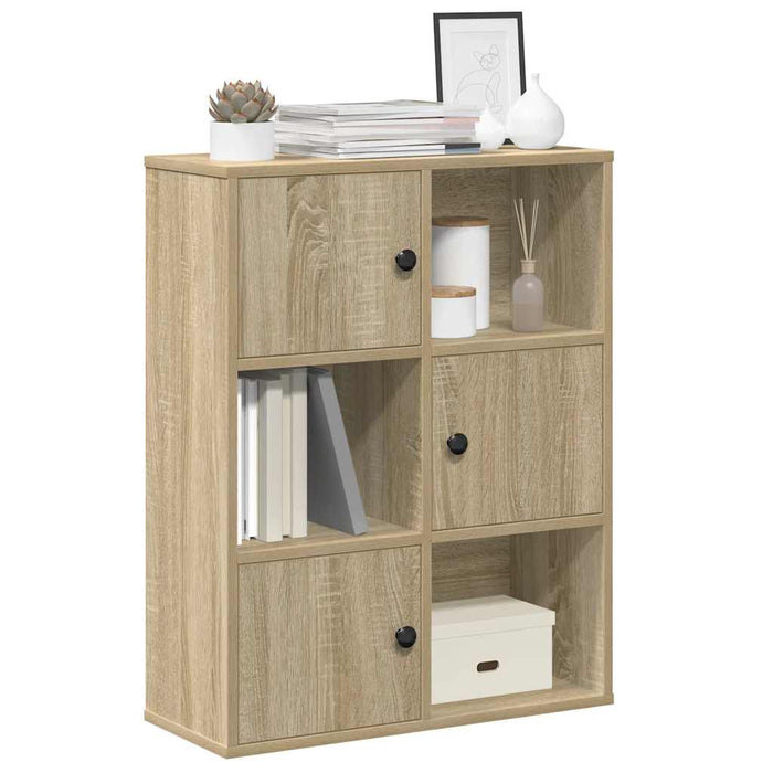 vidaXL Bookcase Sonoma Oak 60x24x76.5 cm Engineered Wood