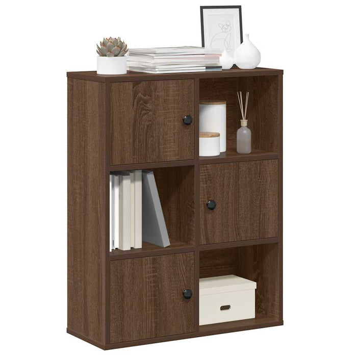 vidaXL Bookcase Brown Oak 60x24x76.5 cm Engineered Wood