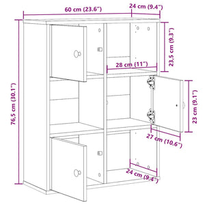 vidaXL Bookcase Old Wood 60x24x76.5 cm Engineered Wood