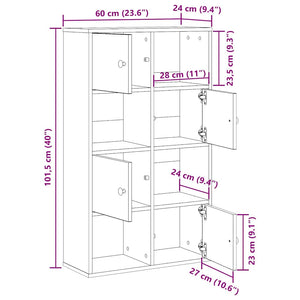 vidaXL Bookcase White 60x24x101.5 cm Engineered Wood