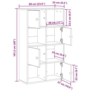 vidaXL Bookcase Grey Sonoma 60x24x101.5 cm Engineered Wood