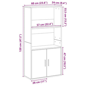 vidaXL Bookcase Black Oak 60x24x120 cm Engineered Wood