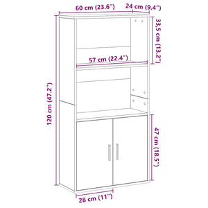 vidaXL Bookcase Concrete Grey 60x24x120 cm Engineered Wood