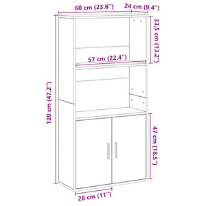 vidaXL Bookcase Brown Oak 60x24x120 cm Engineered Wood