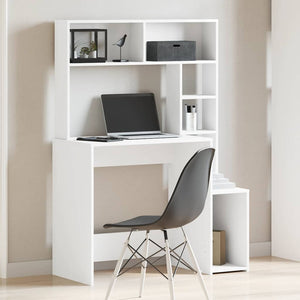 vidaXL Desk with Shelves White 100x45x140 cm Engineered Wood