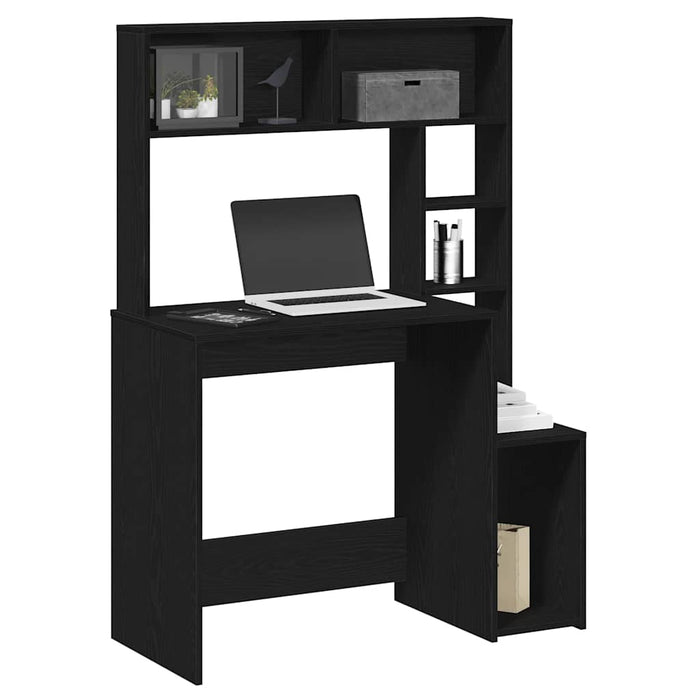 vidaXL Desk with Shelves Black 100x45x140 cm Engineered Wood