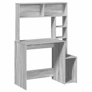 vidaXL Desk with Shelves Grey Sonoma 100x45x140 cm Engineered Wood