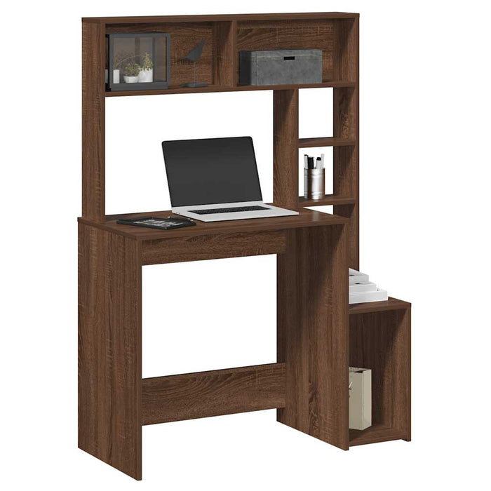 vidaXL Desk with Shelves Brown Oak 100x45x140 cm Engineered Wood