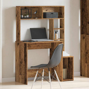 vidaXL Desk with Shelves Old Wood 100x45x140 cm Engineered Wood