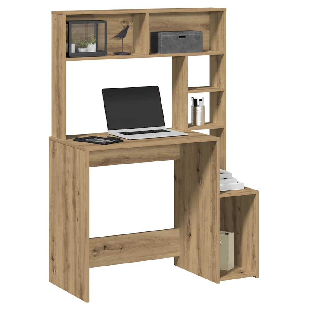 vidaXL Desk with Shelves Artisan Oak 100x45x140 cm Engineered Wood