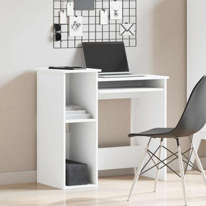 vidaXL Desk with Shelves White 84x40x78 cm Engineered Wood