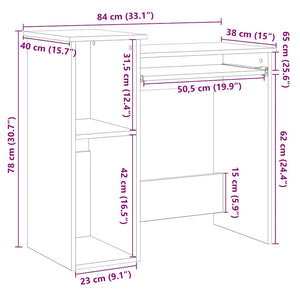 vidaXL Desk with Shelves Black 84x40x78 cm Engineered Wood