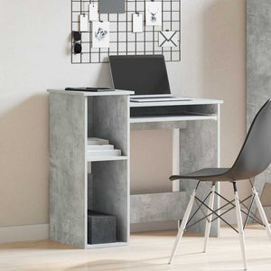 vidaXL Desk with Shelves Concrete Grey 84x40x78 cm Engineered Wood