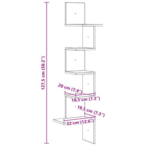 vidaXL Wall Corner Shelf Sonoma Oak 32x32x127,5 cm Engineered Wood