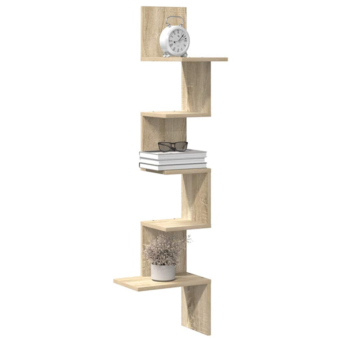 vidaXL Wall Corner Shelf Sonoma Oak 32x32x127,5 cm Engineered Wood